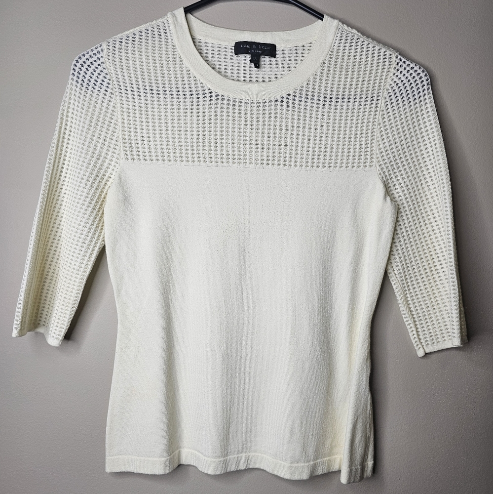 Rag & Bone: Cream/Off White ¾ Sleeve Mesh Top | Brand New! NWOT! 💛